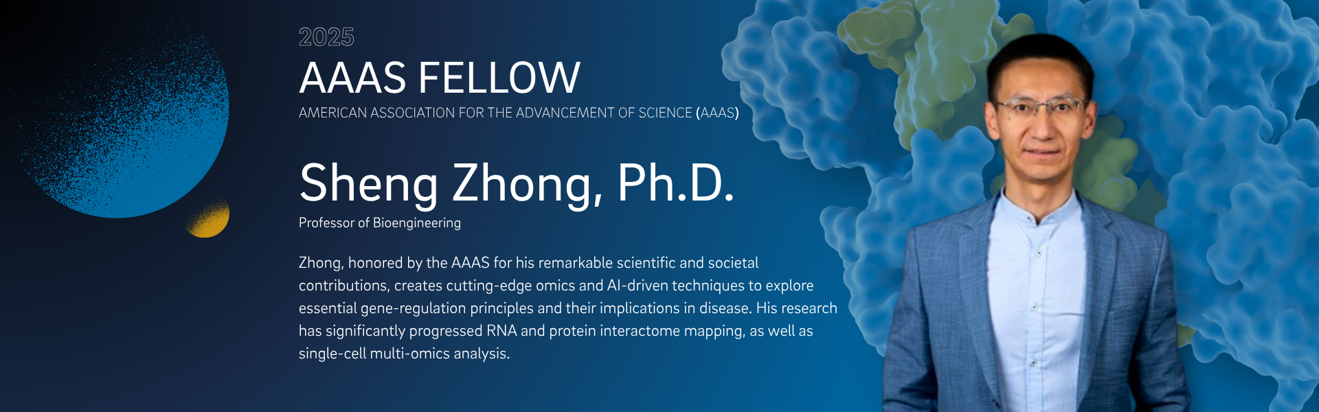 Photo of Prof. Sheng Zhong elected 2025 AAAS Fellow.